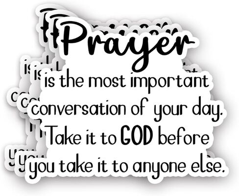 (3Pcs) Prayer is The Most Important Conversation of Your Day Christian Sticker Inspirational Quotes Faith Prayer Vinyl Decals for Laptop Water Bottles Phone Tumbler Mug - Size 3x2.4 in in Saudi Arabia