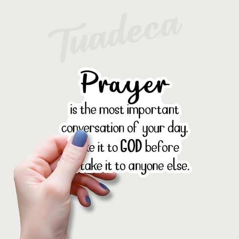 (3Pcs) Prayer is The Most Important Conversation of Your Day Christian Sticker Inspirational Quotes Faith Prayer Vinyl Decals for Laptop Water Bottles Phone Tumbler Mug - Size 3x2.4 in in Saudi Arabia