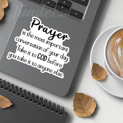 (3Pcs) Prayer is The Most Important Conversation of Your Day Christian Sticker Inspirational Quotes Faith Prayer Vinyl Decals for Laptop Water Bottles Phone Tumbler Mug - Size 3x2.4 in in Saudi Arabia