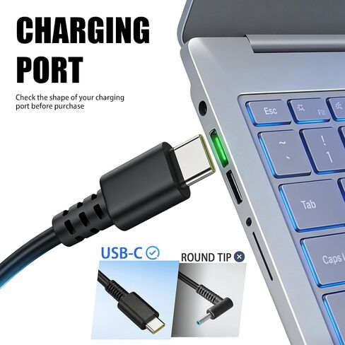 استبدال شاحن الكمبيوتر المحمول USB C بقدرة 65 وات/45 وات متوافق مع Lenovo Thinkpad/Yoga/Chromebook، ومحول الطاقة ADLX65YDC2A USB من النوع C in Saudi Arabia