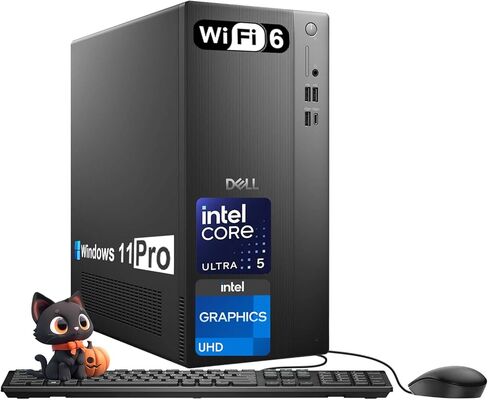 كمبيوتر مكتبي برج ECT1250 من Dell - معالج Intel 10-Core Ultra 5 225، وذاكرة وصول عشوائي DDR5 سعة 16 جيجابايت، ومحرك أقراص SSD سعة 1 تيرابايت، ورسومات Intel UHD، وواي فاي 6 وبلوتوث 5.4، وWin11 Pro، وHDMI، مع لوحة مفاتيح سلكية وماوس in Saudi Arabia