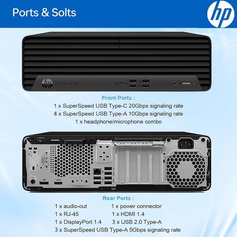 كمبيوتر HP EliteDesk 805 G9 للأعمال المكتبي، AMD Ryzen 5 8500G (Beats i7-11700)، ذاكرة وصول عشوائي DDR5 سعة 16 جيجابايت، محرك أقراص PCIe SSD سعة 256 جيجابايت، رسومات Radeon 740M، Wi-Fi، HDMI، DP، دعم شاشتين 4K، SFF، Windows 11 Pro in Saudi Arabia