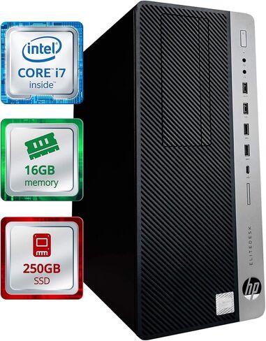 HP EliteDesk 800 G3 Desktop Computer | Home or Office PC | Quad Core Intel i7 (4.2GHz Turbo) | 16GB DDR4 RAM | 250GB SSD Solid State | WiFi-5G + Bluetooth | Windows 11 | 800G3 Tower (Renewed) in Saudi Arabia