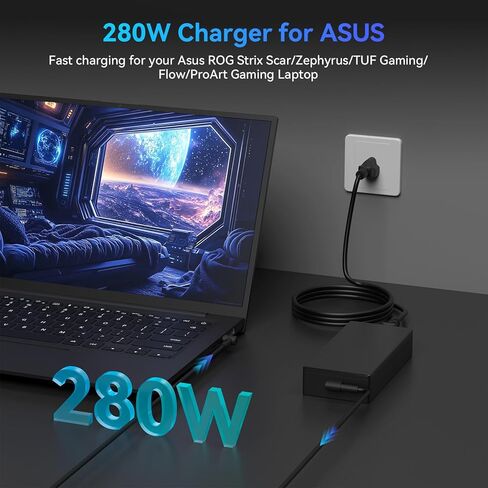 شاحن كمبيوتر محمول 280 واط متوافق مع ASUS ROG Strix G18 G814 G17 G713 G16 G614 G15 G513 Scar 15 17 G733 G732 G533 G532 TUF A16 Flow X16 GV601 ProArt W730 Zephyrus Duo 15 16 S17 Scar III G731 -T in Kuwait