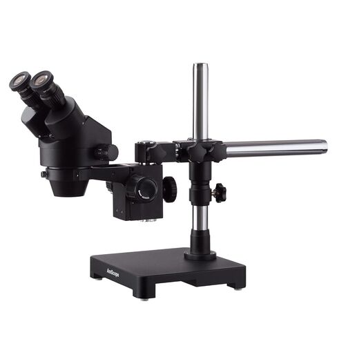 AmScope 7X-90X Black Stereo Zoom Microscope with Single Arm Boom Stand in Saudi Arabia
