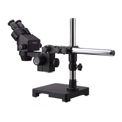 AmScope 7X-90X Black Stereo Zoom Microscope with Single Arm Boom Stand in Saudi Arabia