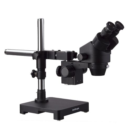AmScope 7X-90X Black Stereo Zoom Microscope with Single Arm Boom Stand in Saudi Arabia