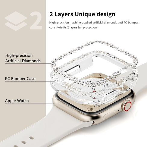 12 حزمة Rc-Z لساعة Apple Series 11 10 42 مم، حافظة بلينغ، ممتص للصدمات مزدوج الماس وحجر الراين ملحقات بديلة لساعة iPhone iWatch 42 مم للنساء in Kuwait