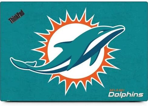 غلاف كمبيوتر محمول من Skinit متوافق مع Thinkpad X1 Carbon (الجيل السادس 2018) - مرخص رسميًا من NFL Miami Dolphins Distressed - تصميم أكوا in Kuwait