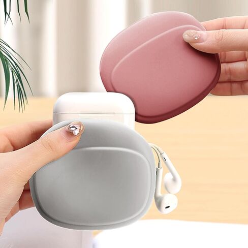 Silicone Headphone Organizer, Mini Key Data Cable Storage Case, Multifunctional Wired Headset Storage Bag, Grey+ Pink in Saudi Arabia