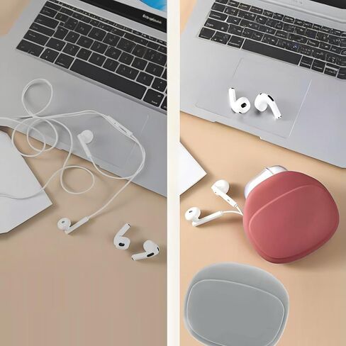 Silicone Headphone Organizer, Mini Key Data Cable Storage Case, Multifunctional Wired Headset Storage Bag, Grey+ Pink in Saudi Arabia