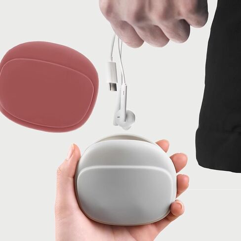 Silicone Headphone Organizer, Mini Key Data Cable Storage Case, Multifunctional Wired Headset Storage Bag, Grey+ Pink in Saudi Arabia