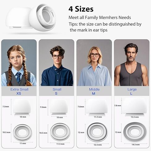 4 أزواج من أطراف الأذن البديلة لأجهزة AirPods Pro 1 و2 - سيليكون ممتاز غير قابل للانزلاق مع فتحات لتقليل الضوضاء وشاشة مدمجة للحماية من الغبار، تتضمن مجموعة تنظيف وصندوق تخزين (XS/S/M/L أخضر) in Kuwait