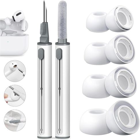 4 أزواج من أطراف الأذن البديلة لأجهزة AirPods Pro 1 و2 - سيليكون ممتاز غير قابل للانزلاق مع فتحات لتقليل الضوضاء وشاشة مدمجة للحماية من الغبار، تتضمن مجموعة تنظيف وصندوق تخزين (XS/S/M/L أخضر) in Kuwait