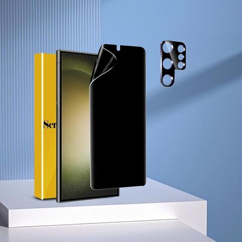 عبوة واحدة من واقي شاشة الخصوصية المتوافق مع هاتف Galaxy S23 Ultra، مع عبوة واحدة من واقي عدسة الكاميرا من الزجاج المقوى، ملحقات صديقة للحافظة متوافقة مع هاتف Galaxy S23 Ultra in Saudi Arabia