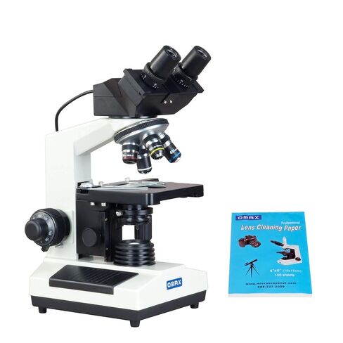 OMAX 40X-2000X Digital Binocular Biological Compound Microscope with Built-in 3.0MP USB Camera and Double Layer Mechanical Stage and 100 Sheets Microscope Lens Cleaning Paper in Saudi Arabia