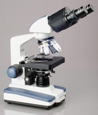 AmScope B120A-WM Siedentopf Binocular Compound Microscope, 40X-1600X Magnification, Brightfield, LED Illumination, Abbe Condenser, Double-Layer Mechanical Stage, Includes Book in Saudi Arabia