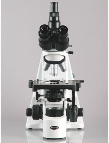 AmScope T690C-PL-8M Digital Trinocular Compound Microscope, 40X-2500X Magnification, WH10x and WH25x Super-Widefield Eyepieces, Infinity Plan Achromatic Objectives, Brightfield, Kohler Condenser, Double-Layer Mechanical Stage, Includes 8MP Camera with Red in Saudi Arabia