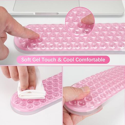 MOSISO Gel Wrist Rest Support for Mouse Pad&Keyboard Set, Ergonomic Massage Keyboard&Mouse Pad Set, Non-Slip Base Pain Relief&Soft Cooling Gel Easy Typing Pad for Home/Office, Pink Gradient in Saudi Arabia