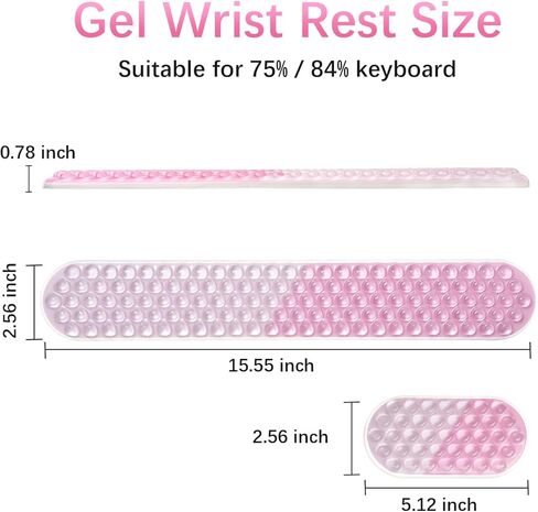MOSISO Gel Wrist Rest Support for Mouse Pad&Keyboard Set, Ergonomic Massage Keyboard&Mouse Pad Set, Non-Slip Base Pain Relief&Soft Cooling Gel Easy Typing Pad for Home/Office, Pink Gradient in Saudi Arabia
