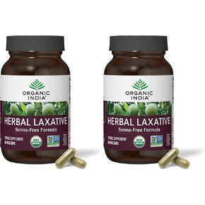 ORGANIC INDIA Herbal Laxative - Gentle & Natural Laxatives, Senna Free Formula, USDA Certified Organic, Non-GMO, Vegan, Synergistic Ayurvedic Herbs, Stool Softeners - 60 Capsules in Saudi Arabia