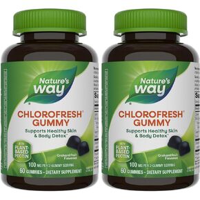 Nature's Way Chlorophyll Gummies, Internal Deodorant*, Supports Healthy Skin and Body Detox*, Orchard Fruit Flavored, 60 Gummies in Saudi Arabia