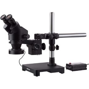 AmScope 7X-45X Black Stereo Zoom Microscope with Single Arm Boom Stand with 80-LED Ring-Light in Saudi Arabia