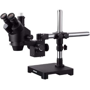 AmScope 7X-135X Black Trinocular Stereo Zoom Microscope on Single Arm Boom Stand in Saudi Arabia