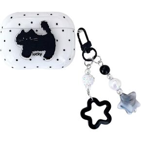 for AirPods Pro 3 Earbud Case(2025),Cute Cartoon 3D Black Kitten Cat Polka Dot Pattern Design,for Airpods Pro 3rd Gen Protective Cover for Boys Girls in Saudi Arabia