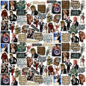 مجموعة متنوعة من الملصقات الفاخرة الكبيرة من الفينيل مقاس 50 قطعة من فيلم Labyrinth - ملصقات فيلم خيالية مقطوعة بالقالب لأجهزة الكمبيوتر المحمول، وزجاجة مياه، وسجلات القصاصات، والكمبيوتر اللوحي، والاستخدام الداخلي والخارجي in Kuwait