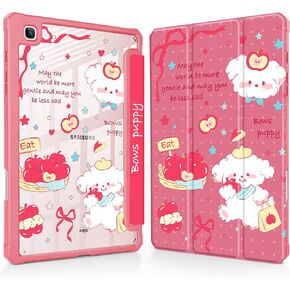 Mektron Case for Samsung Galaxy Tab S6 Lite 10.4 Inch 2024/2022/2020 with S Pen Holder, Multi-Angle Viewing with Shockproof Cover Clear Shell + Trifold Stand + Auto Wake/Sleep, Cherries Bows C353 in Kuwait