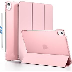 حافظة لجهاز iPad Air 11 بوصة M2/M3 (2024/2025)، iPad Air الجيل الخامس/الرابع (2022/2020) 10.9 بوصة، غطاء حماية نحيف مع غطاء خلفي شفاف من البولي كربونات، تنبيه/غفو تلقائي (وردي) in Kuwait