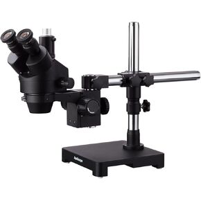 AmScope 7X-45X Black Trinocular Stereo Zoom Microscope on Single Arm Boom Stand in Saudi Arabia