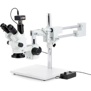 AmScope 7X-45X Simul-Focal Stereo Zoom Microscope on Boom Stand with an LED Ring Light and 10MP Camera in Kuwait