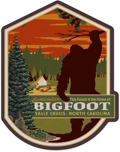 Lantern Press Sticker Valle Crucis, North Carolina, Home of Bigfoot, Die Cut Vinyl, (Waterproof Decal for Cars, Water Bottles, Laptops, Coolers), Small in Kuwait