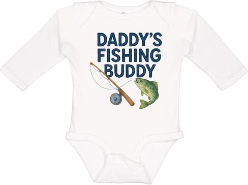 inktastic Daddy's Fishing Buddy Graphic Long Sleeve Creeper in Saudi Arabia