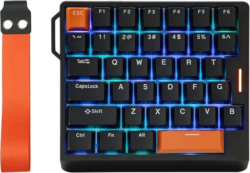 EPOMAKER HE30 One-Handed Hall Effect Keyboard, 8K Polling & 0.125ms, SOCD & Snap Key, Adjustable Trigger, PBT Keycap, RGB, Custom Software, Wired Gaming Keyboard for PC/Gamer (Black Orange) in Saudi Arabia