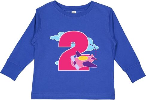 inktastic 2nd Birthday Airplane Girls Pilot 2 Year Toddler Long Sleeve T-Shirt in Saudi Arabia