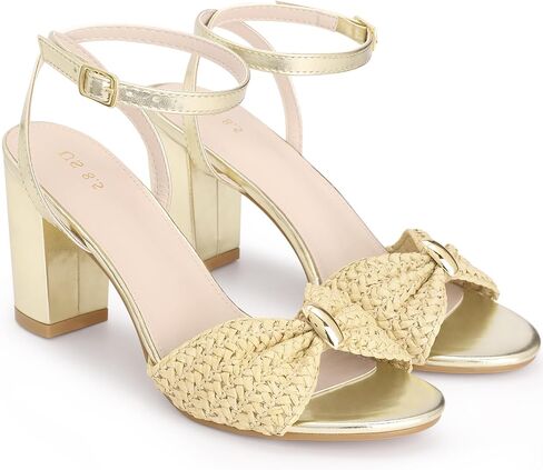 Perphy Raffia Open Toe High Heel Ankle Strap Chunky Heel Sandals for Women in Saudi Arabia