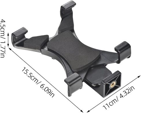 Tablet Stand Holder Tripod with Plastic Clamp for Tablets, Portable Live Streaming Bracket in Black, Adjustable Base Support for Desk and Outdoor Use in Saudi Arabia