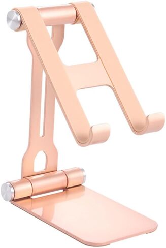 Folding Mobile Phone Stand and Tablet Holder Aluminum Alloy Base Multifunction Desktop Mount for Live Streaming and Office Use Portable Smartphone and Tablet PC Holder Random Color in Saudi Arabia