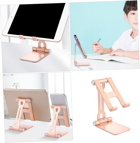 Folding Mobile Phone Stand and Tablet Holder Aluminum Alloy Base Multifunction Desktop Mount for Live Streaming and Office Use Portable Smartphone and Tablet PC Holder Random Color in Saudi Arabia
