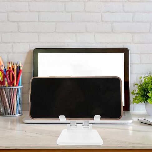 Adjustable Foldable Aluminum Alloy Tablet Stand with Dual-Joint Rotation, Pearl White Compact Desktop Holder for Tablets and Accessories, Portable Desk Mount for Home and Office in Saudi Arabia