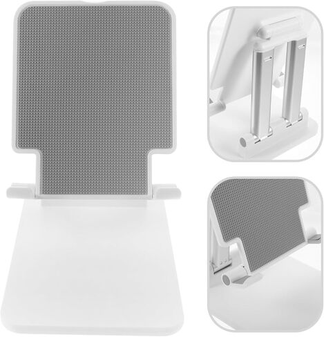 Adjustable Foldable Aluminum Alloy Tablet Stand with Dual-Joint Rotation, Pearl White Compact Desktop Holder for Tablets and Accessories, Portable Desk Mount for Home and Office in Saudi Arabia
