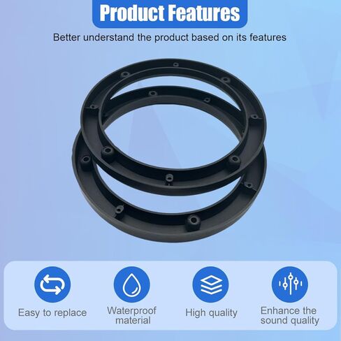 6.5" Car Speaker Spacers, ABS Fixed Speakers Ring Mounting Adapter, Enhance Sound Quality Car Speaker Washer, Universal Subwoofer Replacement Modified Accessories for Most Cars (2 Pairs) in Saudi Arabia