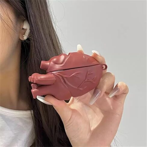 Compatible with AirPods Pro 3 Case (2025 Release),Cartoon Creative Fun Dark Red Heart 3D Clear Design,Soft Cover Shockproof for AirPods Pro 3rd Gen with Hook (Dark red) in Saudi Arabia