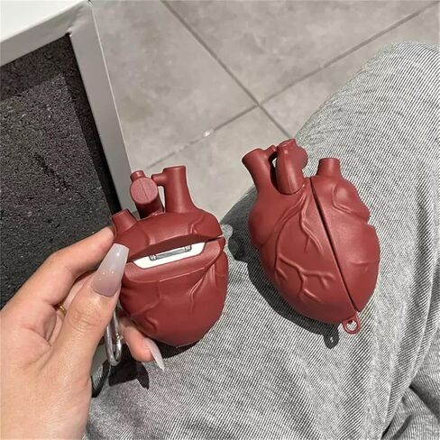 Compatible with AirPods Pro 3 Case (2025 Release),Cartoon Creative Fun Dark Red Heart 3D Clear Design,Soft Cover Shockproof for AirPods Pro 3rd Gen with Hook (Dark red) in Saudi Arabia