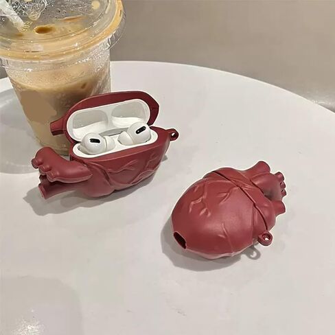 Compatible with AirPods Pro 3 Case (2025 Release),Cartoon Creative Fun Dark Red Heart 3D Clear Design,Soft Cover Shockproof for AirPods Pro 3rd Gen with Hook (Dark red) in Saudi Arabia