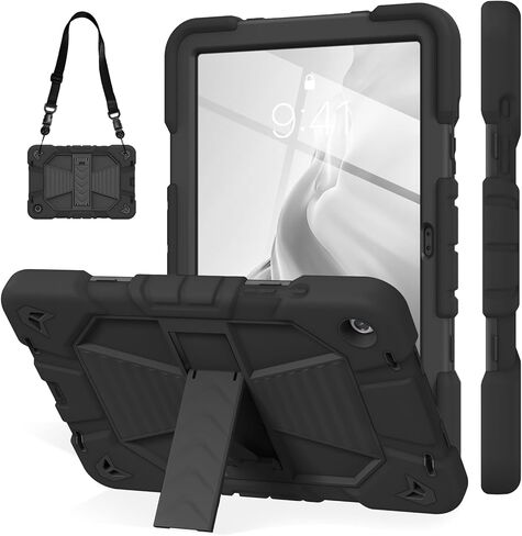 JKSML Case for Samsung Galaxy Tab A9+ / A9 Plus 11 inch 2023, Military Grade Drop Protection Cover with Built-in Kickstand & Shoulder Strap for Tab A9+ Tablet (SM-X210/X216/X218), Black in Saudi Arabia