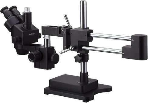 AmScope 3.5X-45X Trinocular Stereo Zoom Microscope with Black Double Arm Boom Stand in Saudi Arabia